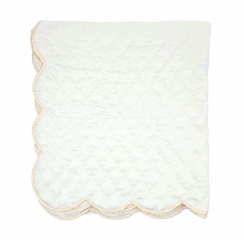 NEW LENORA hand sewn satin baby blanket in blue boy